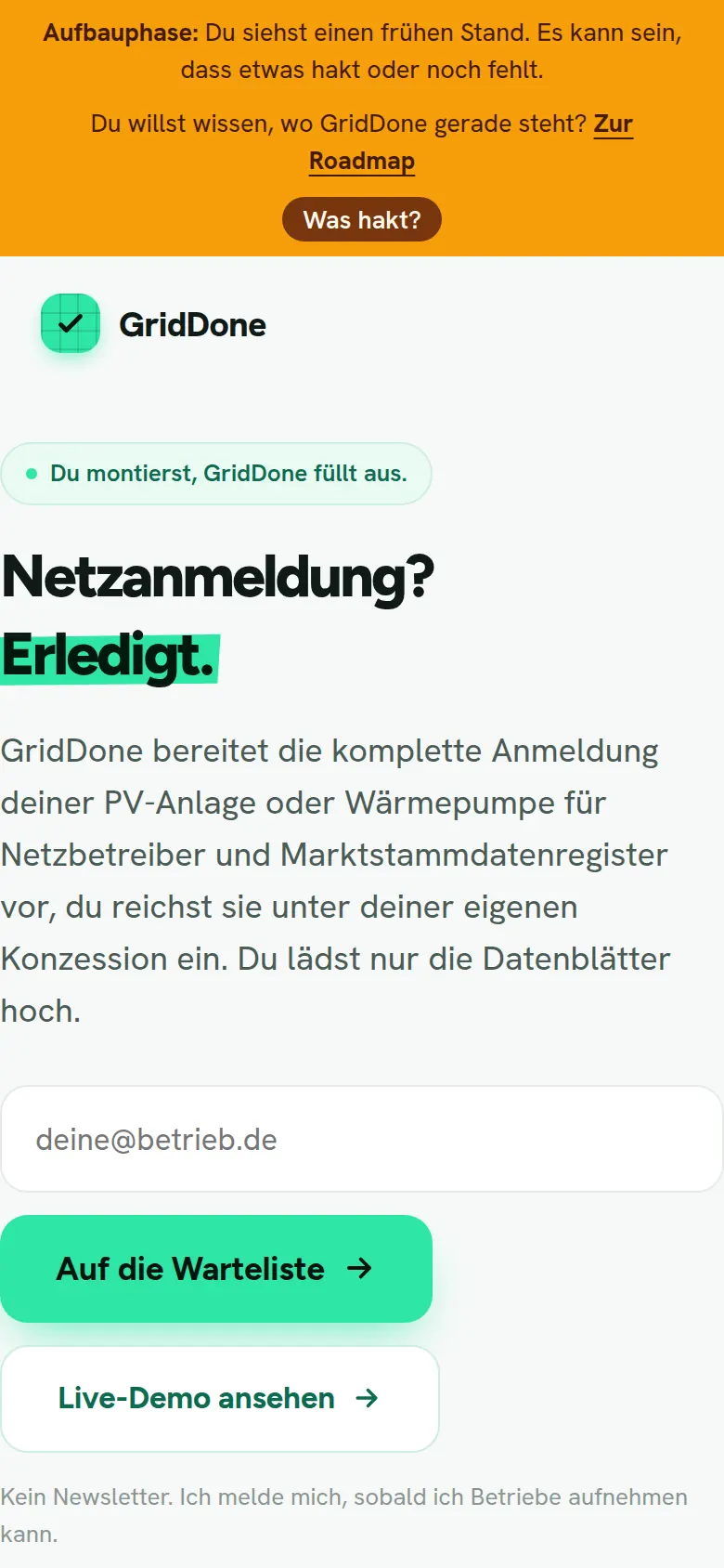 GridDone auf dem Handy