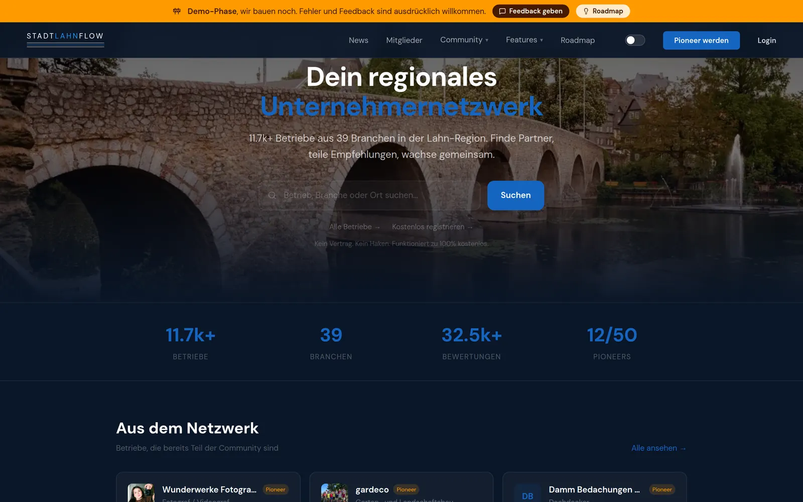 Startseite von Stadt Lahn Flow am Desktop