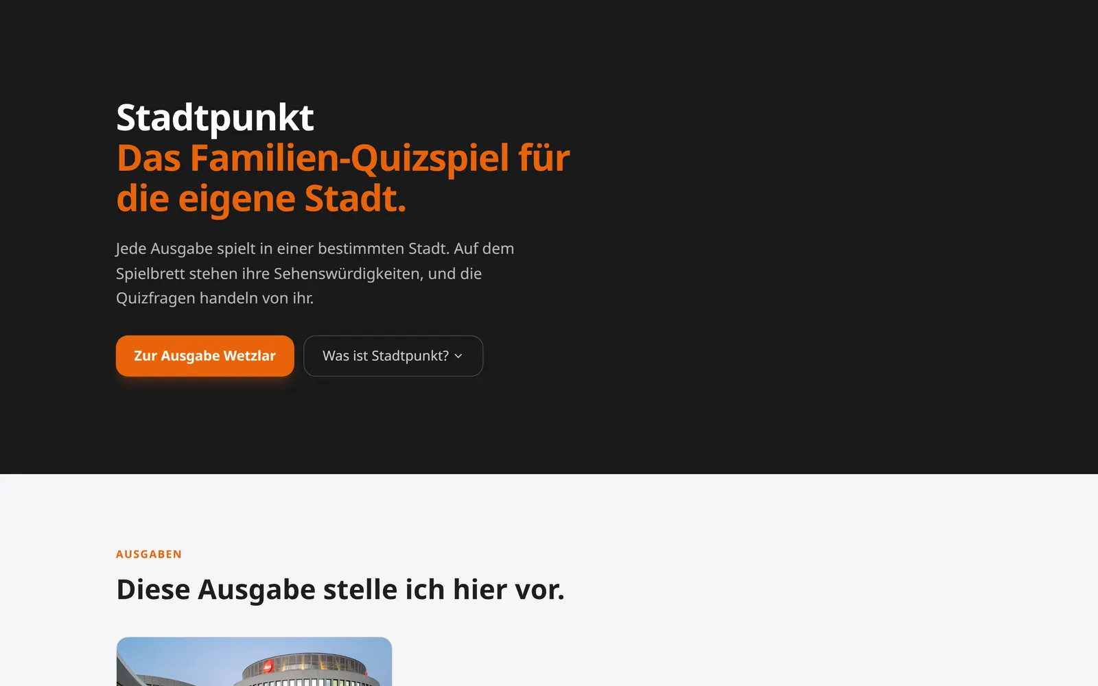 Startseite von Stadtpunkt am Desktop