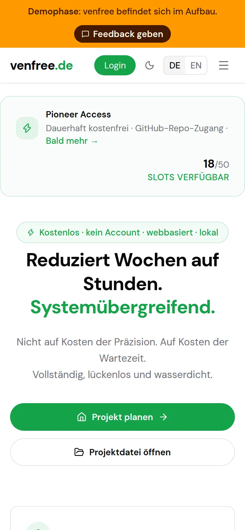 venfree auf dem Handy